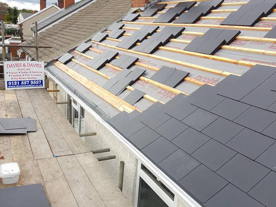 New slate tiled roof